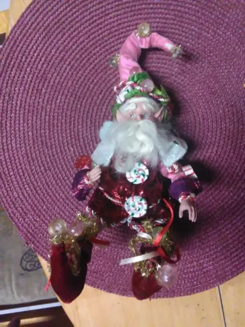 Mark Roberts Fairy Santa Small Peppermint Candy Cane Red Pink Figure Christmas