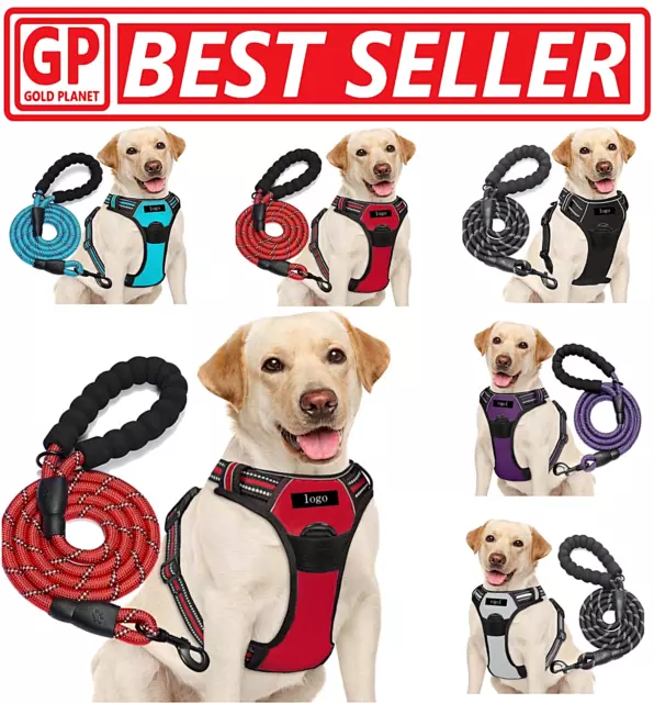 Dog Harness & Training Leash No Pull Control Adjustable Large Handle Heavy Duty