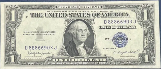 1935 H $1 Blue Seal Silver Certificate Very Nice Note D88866903J