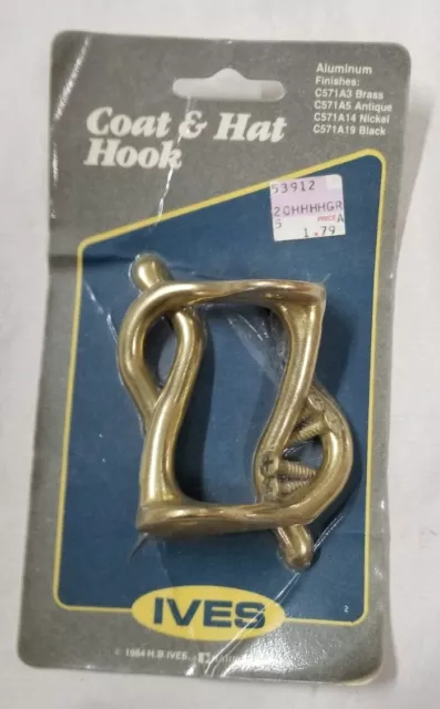 Vintage Coat & Hat Hook USA H.B. Ives sealed package 1984