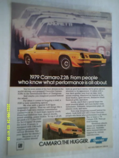 1979 Chevrolet CAMARO  Print Ad  Laminated ORIGINAL YELLOW Z28