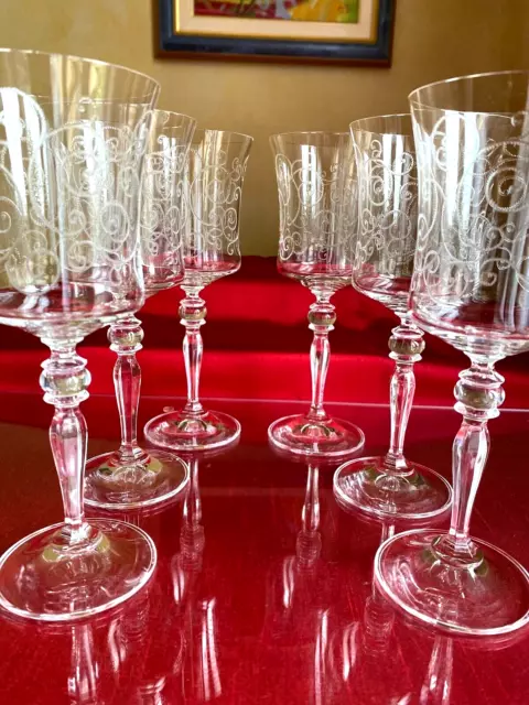 6 Grands Verres à vin Ancien en Cristal hauteur 21 cm. SUBLIME !!!