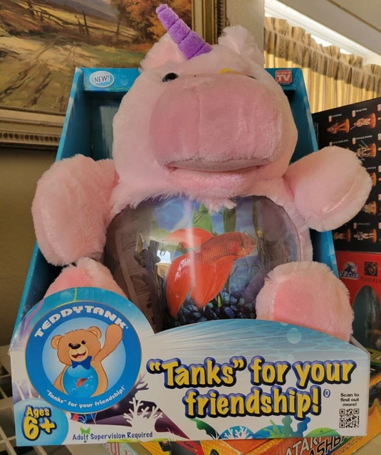 Nos Teddytank Magical Unicorn Plush Animal Betta Tank Telebrands - U