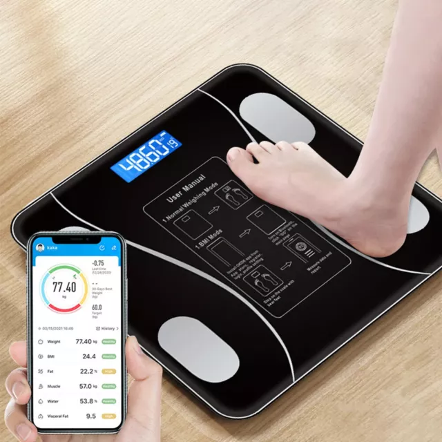 Smart Digital Scale Bathroom Electronic Scales Body Fat 180KG Weight Bluetooth