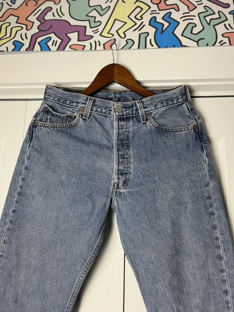 Vintage 1990s 90s Made In USA Levi’s 501 Faded Blue Denim Jeans 26w 31L 26x31 3