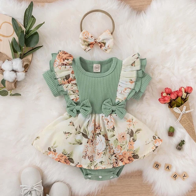 Newborn Baby Girl Clothes Infant Romper Floral Jumpsuit Dress Outfit Playsuit UK 3