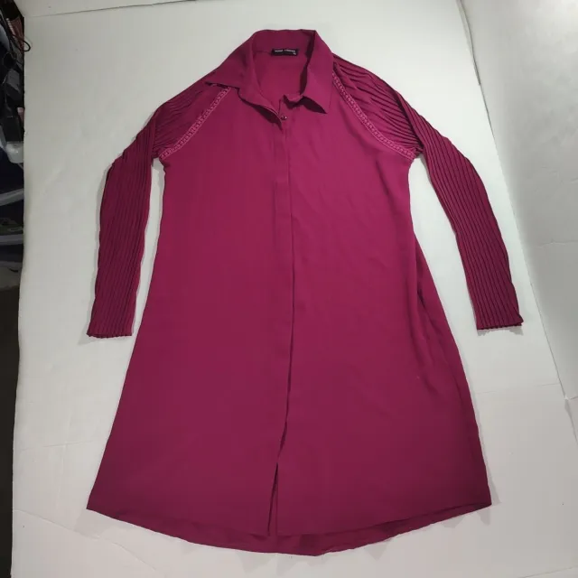 BoHo Vesper Shirt Dress Women Plus Size 40 Rib Knit Berry Wine Collared 2