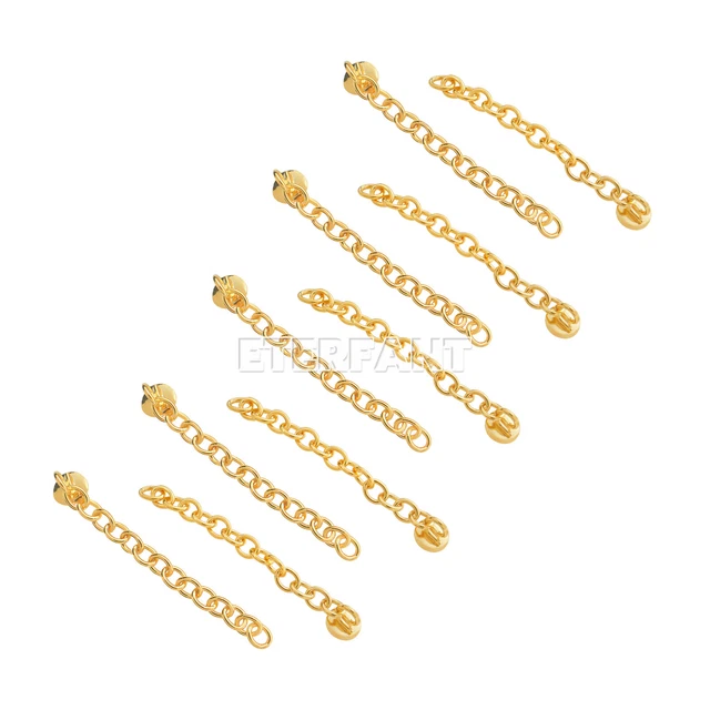 10pcs/pack ETERFANT Dental Ortho Lingual Button Chains with Mesh Round Base Gold