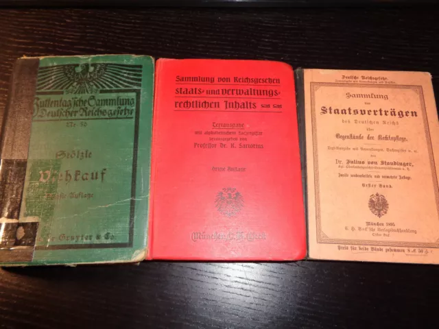 3 Gesetzesbücher 1926, 1895, 1910 Staatsverträge. Reichsgesetze