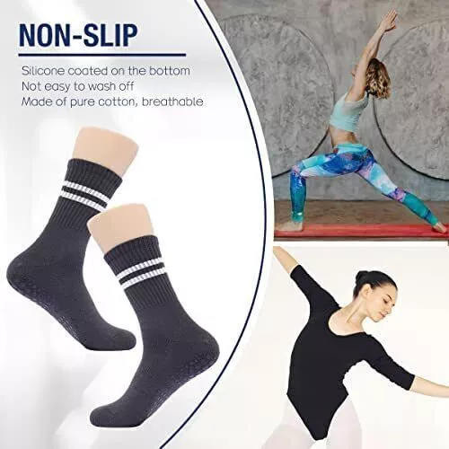 1/3Pair Pilates Barre Anti-Skid Grips Cushioned Sock Yoga Socks Non Slip Dance 3