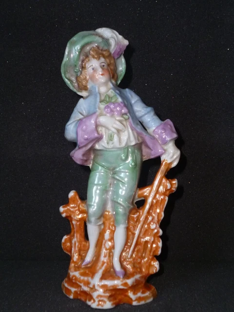 ALLEMAGNE - BISCUIT POLYCHROME DÉBUT XXème - 1/2 DÉCOR - 17 CM - TBE