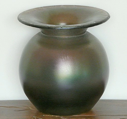 Abat-jour En Verre Irisé Veiné Kralik Vers 1900 - Style Art Nouveau, Diamètre 33 Cm
