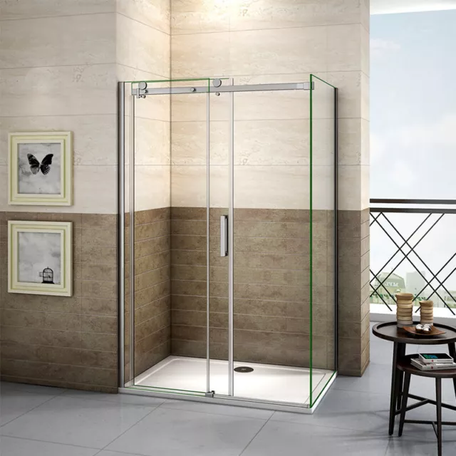 Frameless Sliding Door Shower Enclosure Walk In Glass Screen Cubicle Tray 1950mm