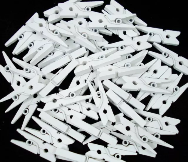 Mini Wooden Pegs 50pc White 25mm Craft Baby Shower Clothespin Small FREE POSTAGE