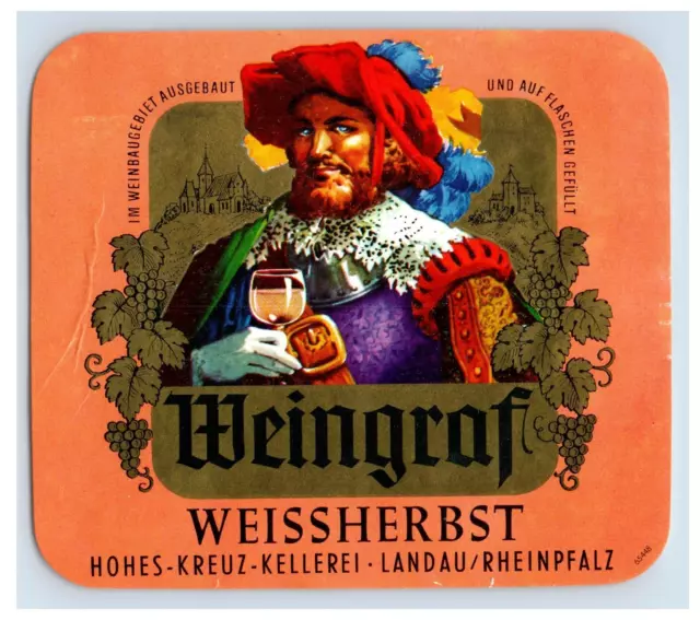 1970's-80's Weingraf Weissherbst German Wine Label Original S28E
