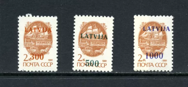 R3503 Lettland 1991 Surcharged Litho 3v. MNH