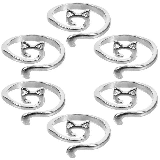 6Pcs Alloy Knitting Rings Multi-function Crochet Rings DIY Knitting Tools