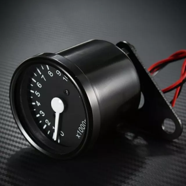 Motorcycle Motorbike Tachometer Speedometer Black 12V Gauge Indicator Universal