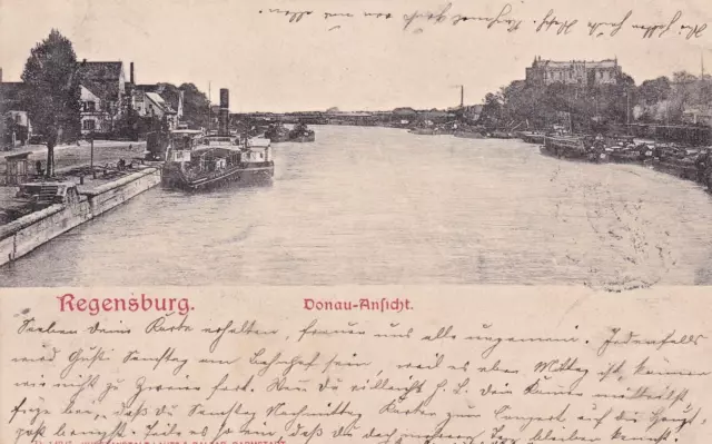 1903, Foto-AK Regensburg, Donau-Ansicht