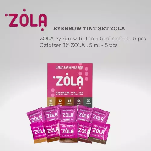 ZOLA Eyebrow Tint Set With Hydrolyzed Collagen 5 Different Shades + 5 Developers