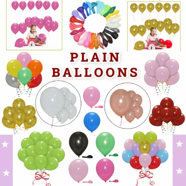 10" inch PLAIN LATEX BALLOONS WHOLESALE Quality Birthday Party 100 Wedding UK