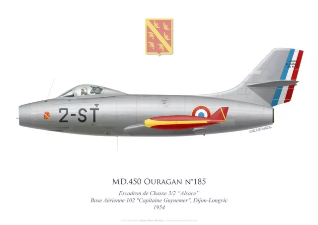 Print MD.450 Ouragan, Escadron de Chasse 3/2 "Alsace", 1954 (par G.Marie)