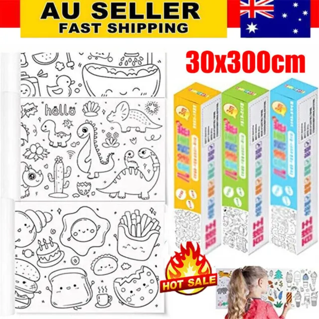 Children's Drawing Roll W/12Pens,DIY Sticky Filling Paper Early Educational Gift