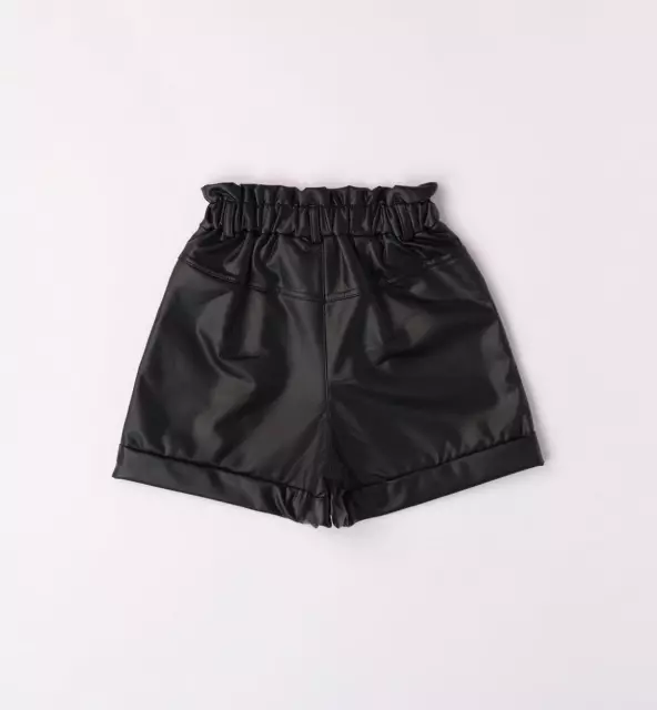 7940 Short Ido Per Ragazza Pantaloncino Corto Bambina Pantalone Nero Pelle 2