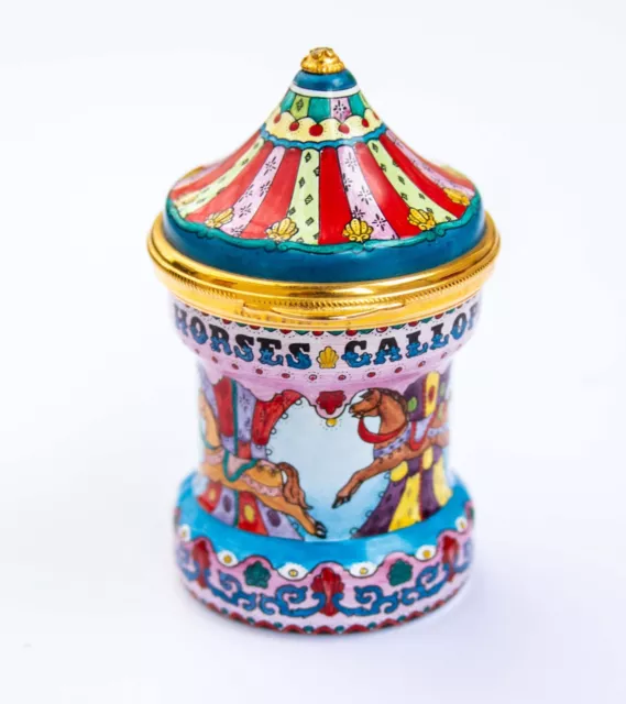 Staffordshire Enamels Galloping Horses Carousel Bonbonniere Enamel Box