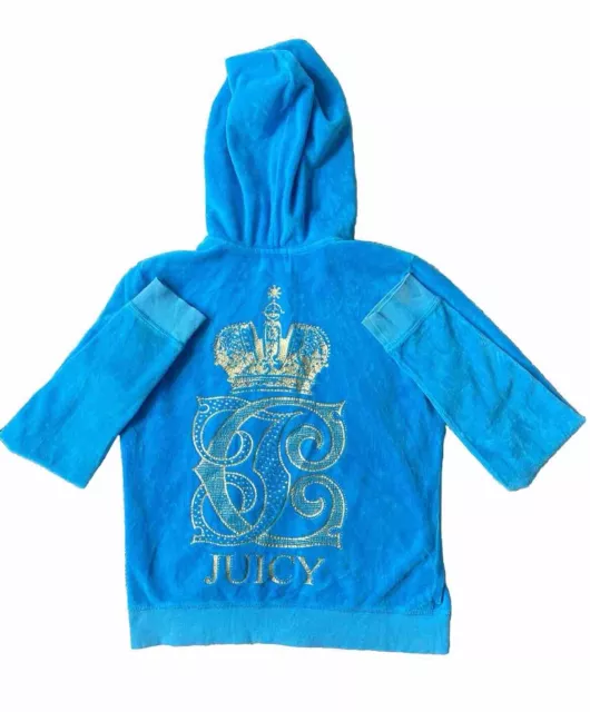 Vintage Y2K Juicy Couture Velour Full Zip Tracksuit Hoodie Baby Blue XL