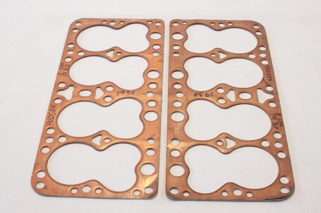 NOS 1930 Hudson 8 Cylinder Engine Copper Head Gasket Pair Victor 802