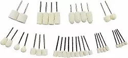 Value Collection 36 Piece, 1/8" Shank Diam, Wool Felt Bob Set Medium Density,...