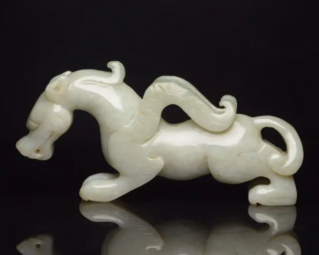 Collections Chinese Natural Hetian Jade Carved Exquisite Beast Statue Figurines