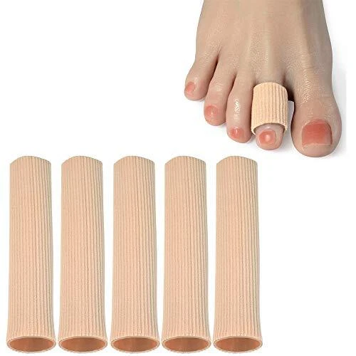 5 Pack Toe Tubes, Fabric Sleeve Protectors with Gel Lining Pad for Men and Women