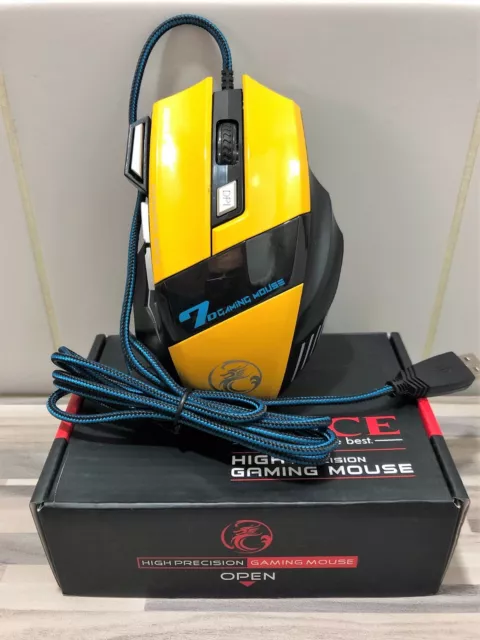 Souris Gamer filaire iMICE 7 boutons Gaming Eclairage LED Qualité Rapide JAUNE