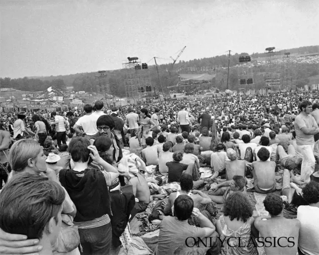 1969 Woodstock Musical Festival 8X10 Photo Hippie Folk Art Massive Crowds Stage