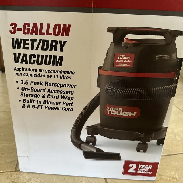 HYPER TOUGH 3 Gallon Compact Vac Wet/Dry Vacuum Cleaner For Car, Home