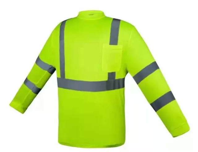 Yellow High Visibility Long Sleeve Safety Shirt Reflective Stripes /Choose Size