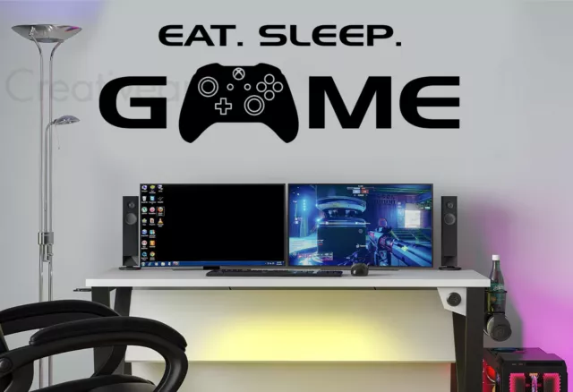 Eat Sleep Game Wall Stickers Decals Murals XB Gamer Controller Wall Art ESG1
