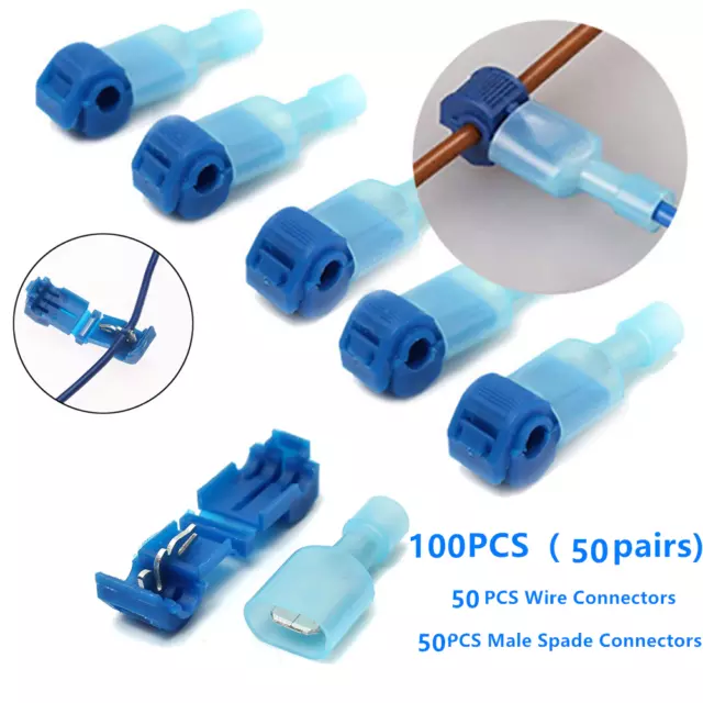 100X Car Quick Splice Lock Wire Terminals Connectors Electrical Crimp Cable Snap