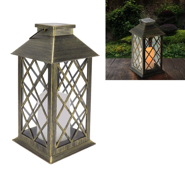 Bronze Lantern With Large Net Ip44 Candle Lanterns Garden Decorative Solar