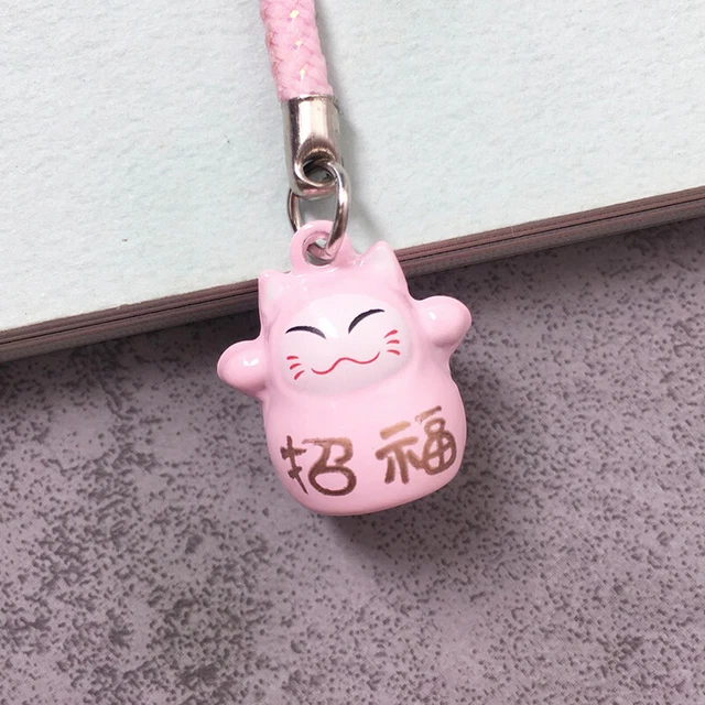 Lucky Cat Keychain Cute Cartoon Metal Bell Car Bag Pendant Keychains Lanyard -wf 3