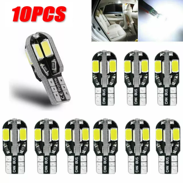 10x T10 LED License Plate Light Bulbs 6000K Super Bright White 168 2825 194 Lamp