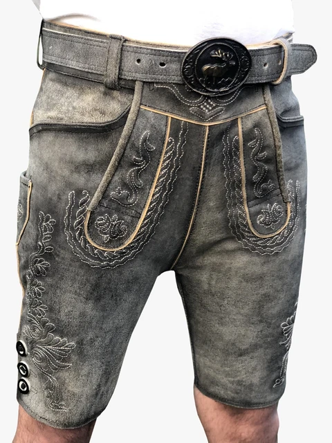 Pantaloni in pelle folcloristici da uomo pantaloni corti in pelle Baverain pantaloni in pelle con cintura taglia 48-58 Pantaloni in pelle folcloristici da uomo pantaloni corti in pelle Baverain pantaloni in pelle con cintura taglia 48-58