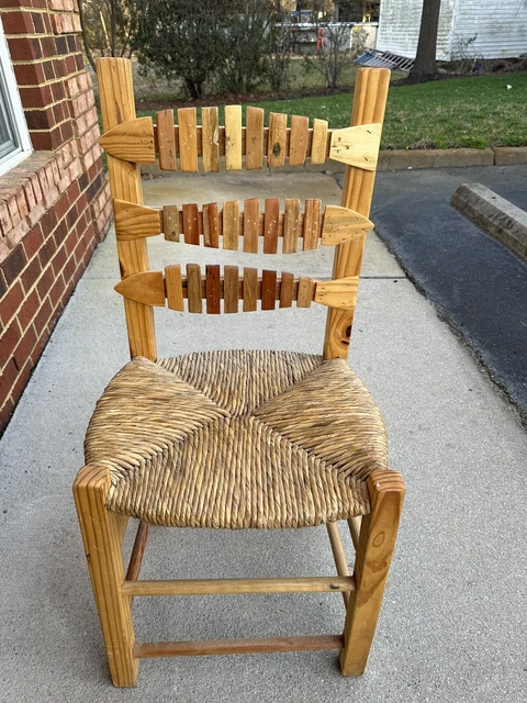 5 Rush Seat Fish Ladderback Dining Chairs Coastal Tiki Bar Beach House Buyer$Shi 5 Rush Seat Fish Ladderback Dining Chairs Coastal Tiki Bar Beach House Buyer$Shi