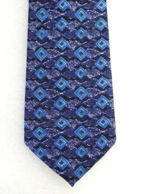 English pure silk tie by St Bernard blue pattern Squares