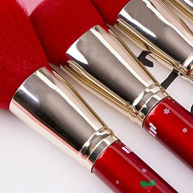 Set Di Pennelli Da Trucco per Trucco 10 Pezzi, Colore Rosso, Pennello per Fondot 4