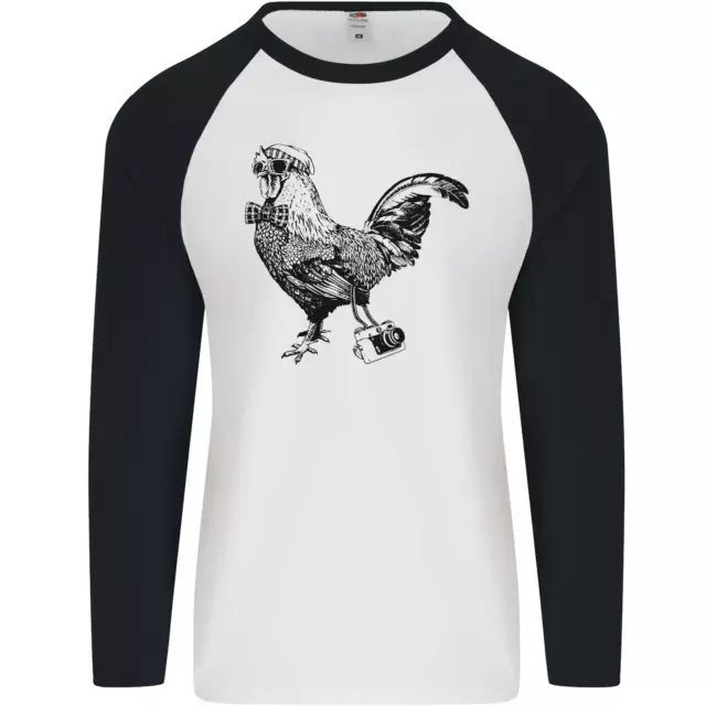 Rooster Camera Photography Photographer Mens L/S Baseball T-Shirt