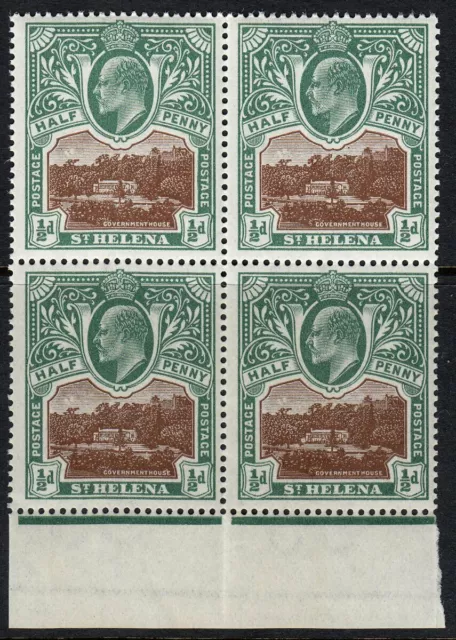 ST HELENA 1903 SG55 ½d BROWN & GREY-GREEN BLOCK OF FOUR MNH