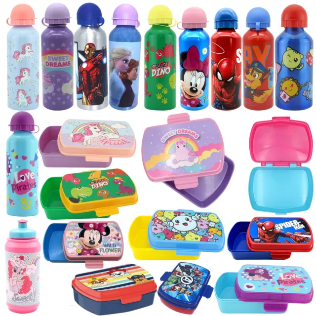 Kids Lunch Sandwich Box with Sports Water Bottle Set School Travel Picnic Gift